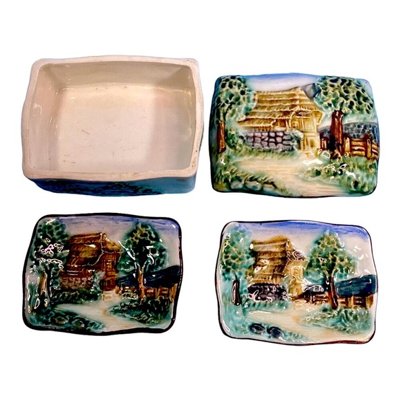 Trinket Box Covered Two Nesting Dishes Japan EPP&Co New York - Picture 2 of 4